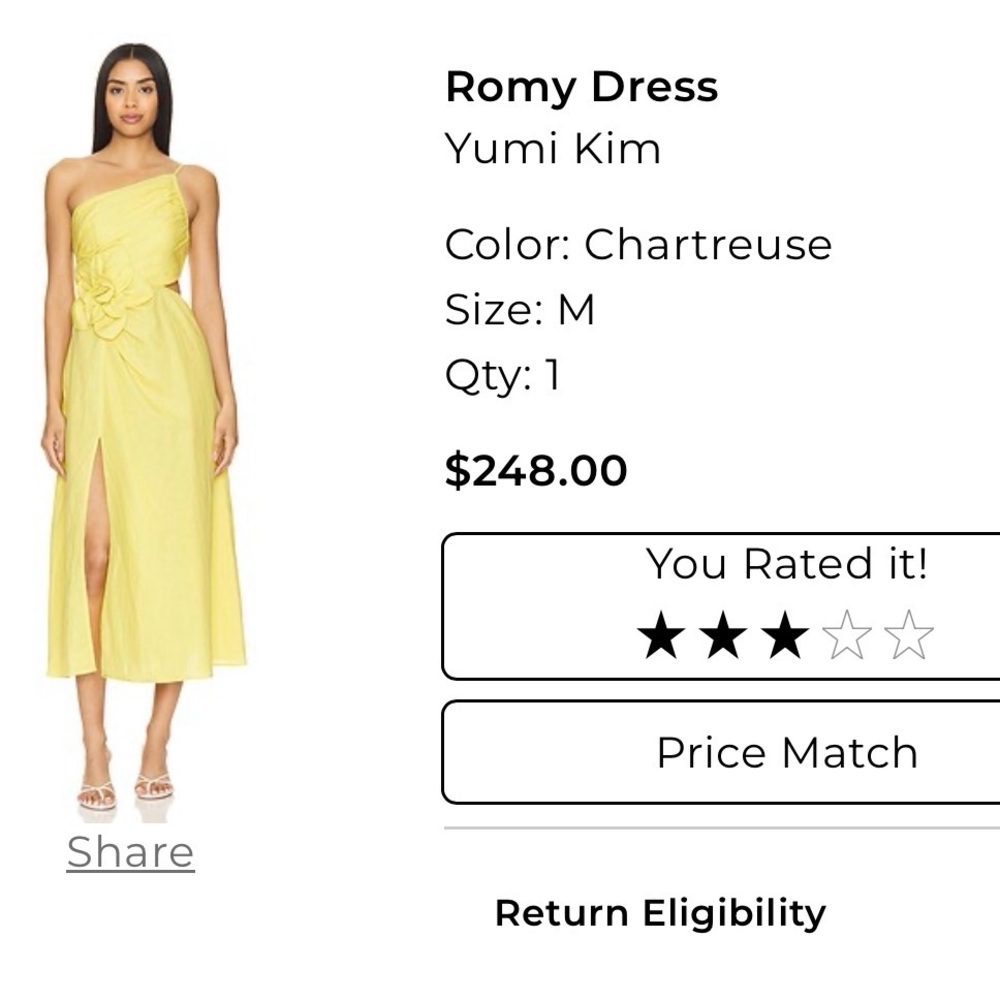 Yumi Kim One Shoulder Dress in Chartreuse